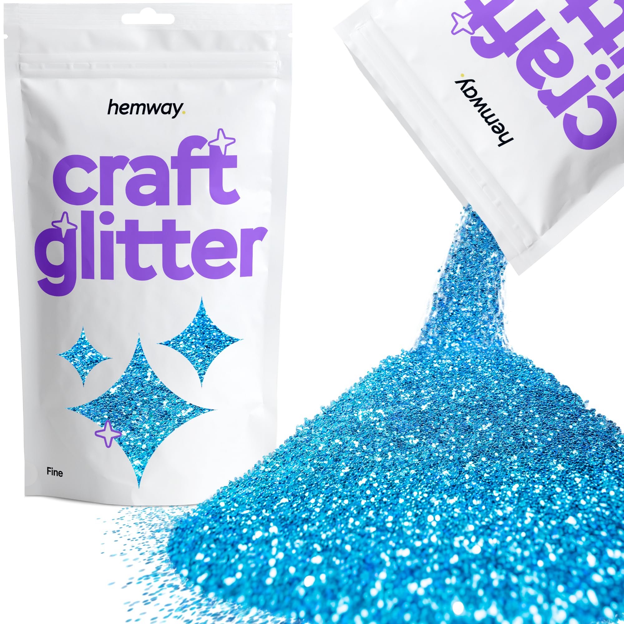 Hemway Craft Glitter Ocean Blue 100g Fine Glitter for Crafts, Resin, Cosmetic, Nail, Face, Body, Festival, Tumblers, Art, Candle, Crafting