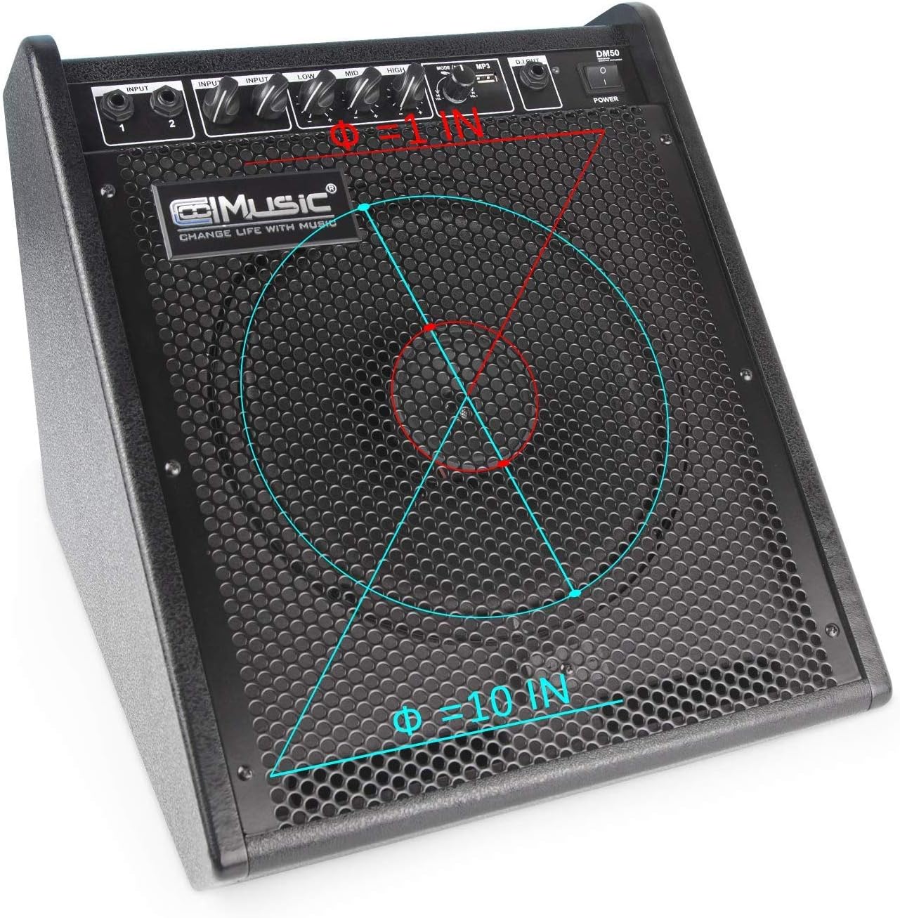 Coolmusic 100W Bluetooth Instrument Amplifier, 2 Channel Drum & Keyboard Amplifier - Image 4