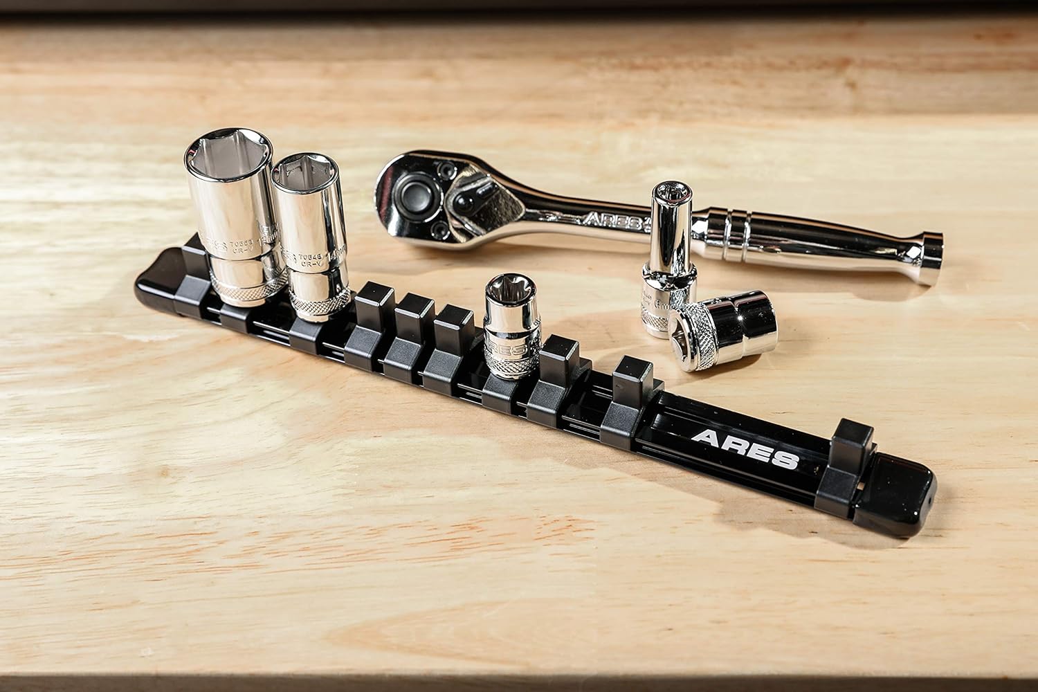 Sockets Will Not Fall Off this Rail ARES 70135 3/8Inch Drive 9.84Inch Aluminum Socket