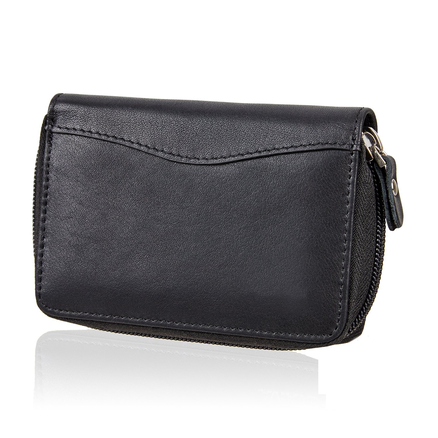 SWISSONA cartera premium hombre con compartimentos para tarjetas y monedero negro 