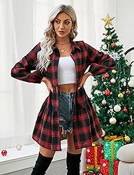 Blooming Jelly Womens Plaid Dresses Fall Shirt