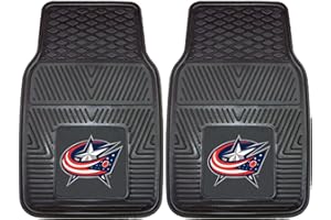 FANMATS 10574 Columbus Blue Jackets 2-Piece Heavy Duty Vinyl Car Mat Set, Front Row Floor Mats, All Weather Protection, Universal Fit, Deep Resevoir Design