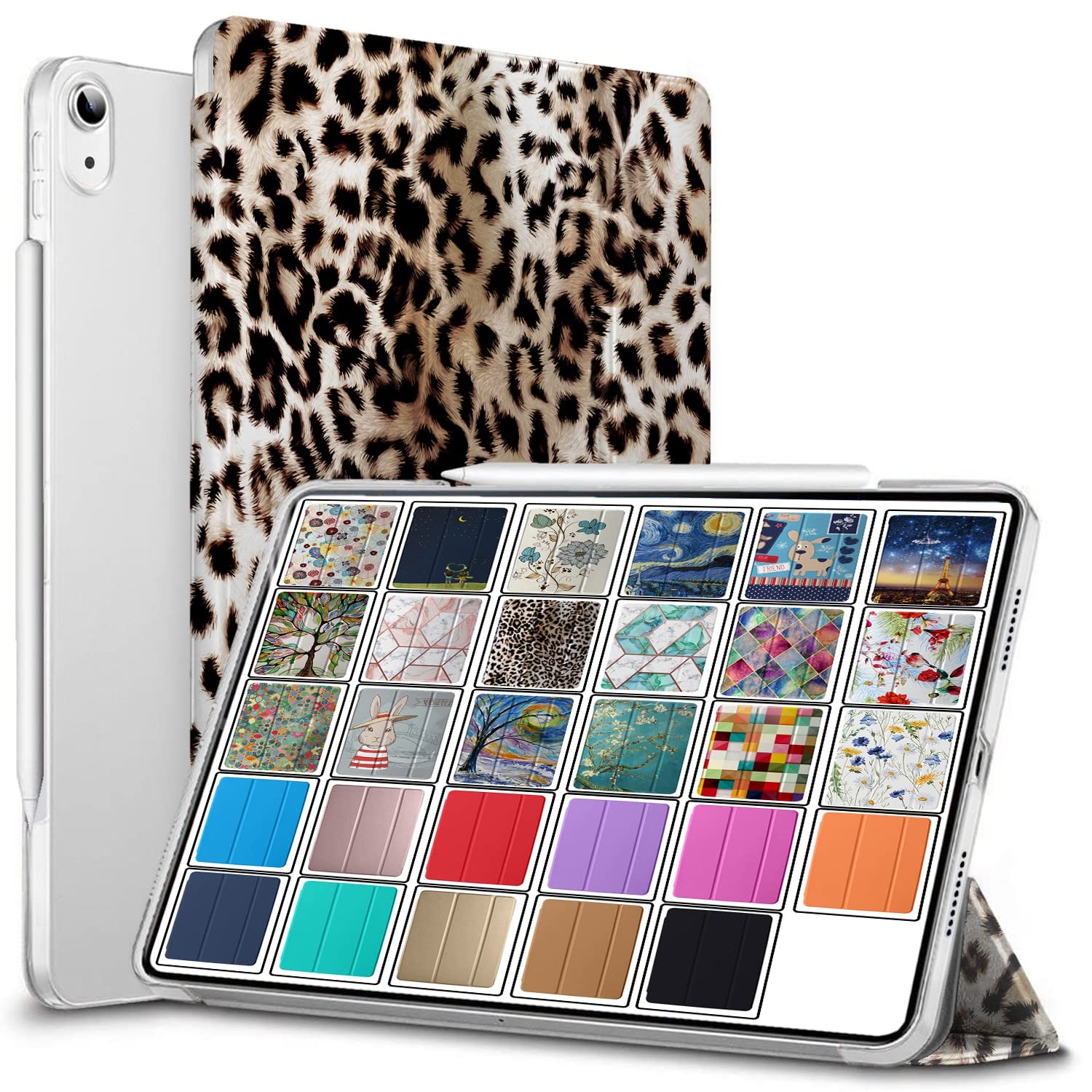 DuraSafe Cases for iPad mini 6th Gen 2021 8.3 Inch [ Mini 6 ] A2567 A2568 A2569 MK893B/A MLX43B/A MK8E3B/A MK8C3B/A Printed Slim Lightweight PC Dual Angle Stand Clear Flip Back Cover - Leopard