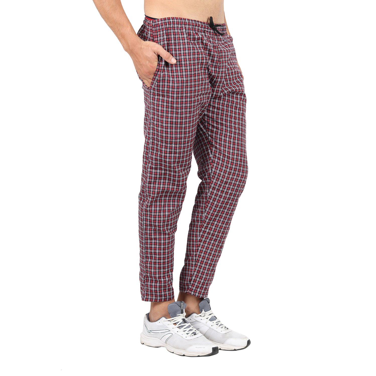 bis creations men's cotton checkered red pyjama