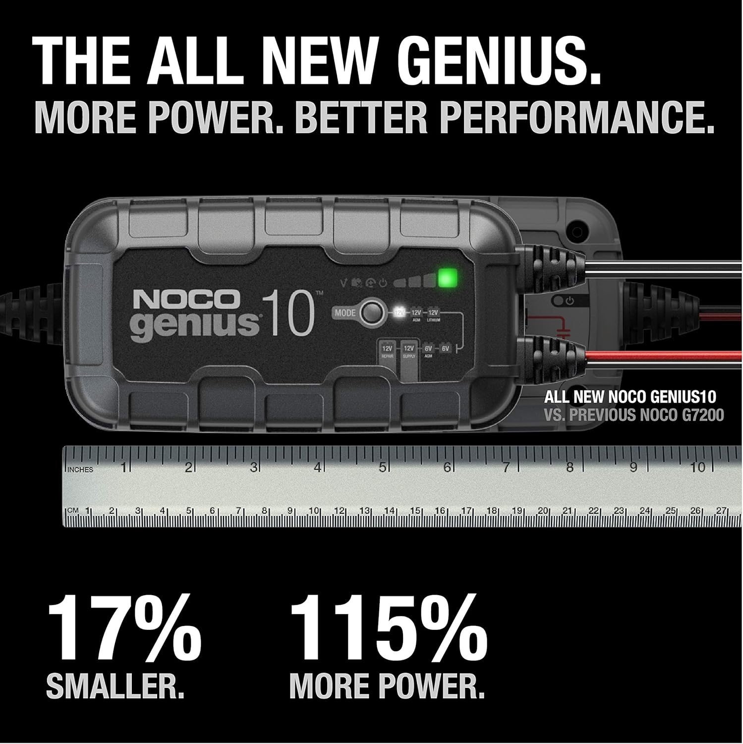 NOCO GENIUS10, 10-Amp Fully-Automatic Smart Charger, 6V And 12V Battery Charger, Battery Maintainer, And Battery Desulfator With Temperature Compensation: Automotive