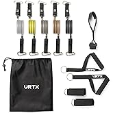VRTX Resistance Band Set (11pcs), Resistance Bands with Handles, Exercise Bands with Door Anchor, Carry Bag, Legs Ankle Straps for Resistance Training, Physical Therapy, Fitness, Home Workouts