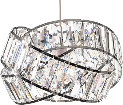 Giggi Modern Chrome Light Shade with Clear Acrylic Crystals 29cm Pendant
