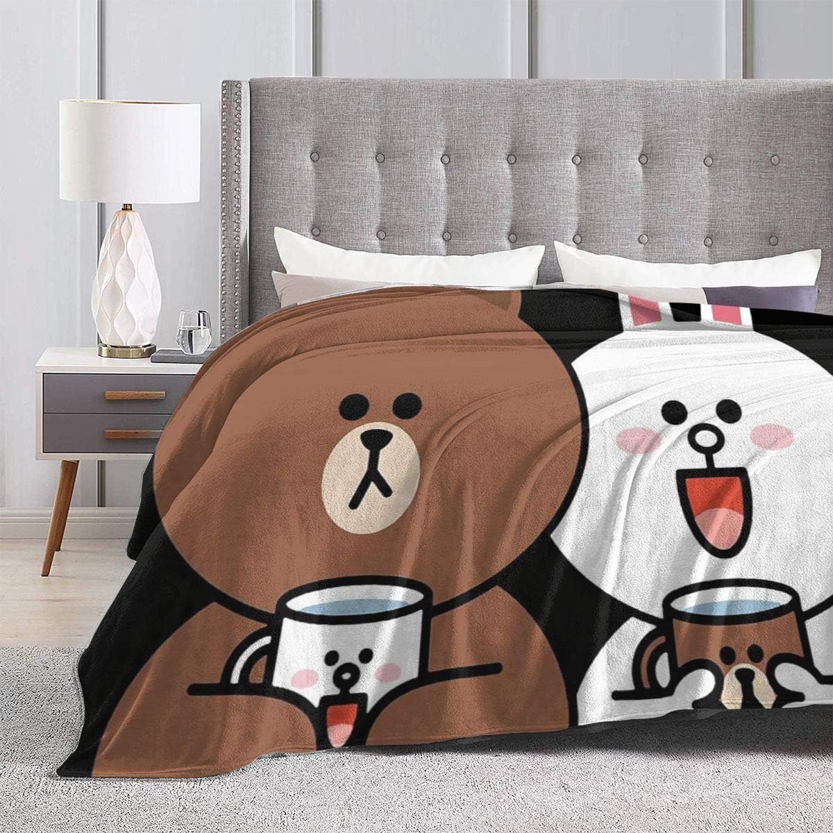 Cupaate Cute Brown Bear Cony Bunny Rabbit Lovers Ultra-Soft Micro Fleece Blanket Couch 80"" x60