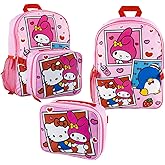 Fast Forward Hello Kitty & My Melody16 inches Backpack With Matching Lunch Bag Set- 99144