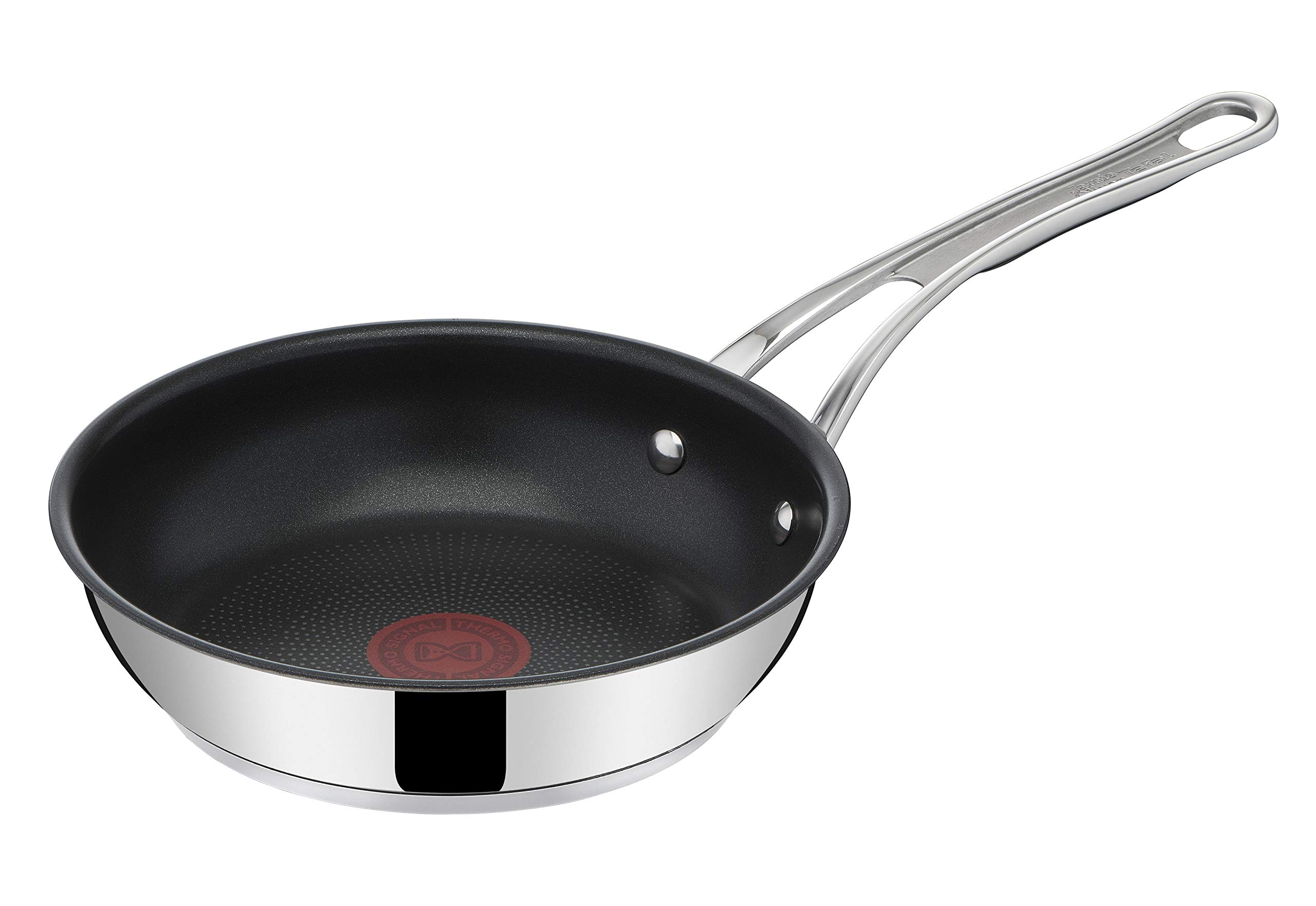 Tefal Jamie Oliver Cook's Classics Stainless Steel Frying Pan, 20 cm, Non-Stick Coating, Heat Indicator, 100% Safe, Riveted Silicone Handle, Oven-Safe, Induction Pan E3060234