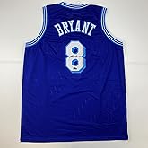 Facsimile Autographed Kobe Bryant #8 Los Angeles LA Retro Blue Reprint Laser Auto Basketball Jersey Size Men's XL