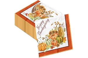 Fancy Land Thanksgiving Napkins 100PCS Happy Autumn Harvest Party Fall Pumpkin Paper Napkins Party Supplies