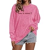 BeWithYou Christian God is Good Shirts for Women Religious Jesus Faith Tshirt Inspirational Bible Verse Long Sleeve Tees Tops