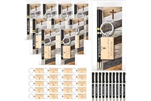 Spakon 20 Sets Fathers Day Christian Gifts Bulk, Mini Bible Verse Wooden Keychains Scripture Religious Pens with Cross Prayer Bookmarks Father Day Church Gifts for Men Dad Pastor Appreciation