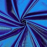 WEBEEDY 1 Yard Metallic Foil Stretch Fabric, 59 Inch Wide Shiny Stretch Foil Spandex Material Polyester Fabric by The Yard for Sewing Dancewear Costumes & DIY Crafts Decoration (Royal Blue)