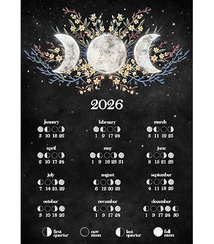 Amazon.com: 2026 Moon Phases Calendar Poster 11x17 Unframed Print