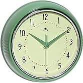 Infinity Instruments LTD. Retro 9 inch Silent Sweep Non-Ticking Mid Century | Modern Kitchen Diner Wall Clock Quartz Movement Retro Wall Clock Decorative (Green)&hellip;