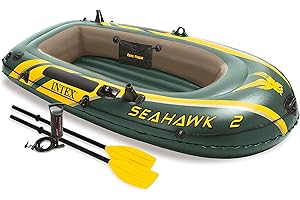 Intex Seahawk 2, 2-Person Inflatable Boat Set with French Oars and High Output Air Pump