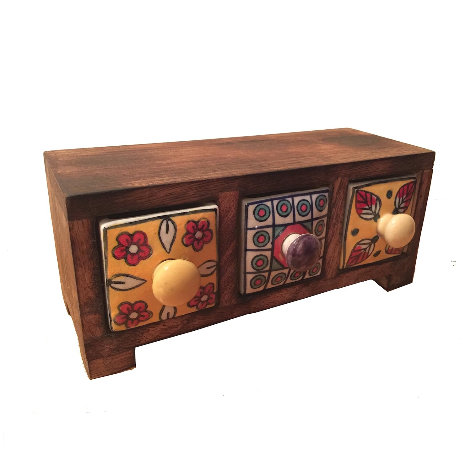 Stylla London Designer Handmade 3 Three Drawer Ceramic Spice