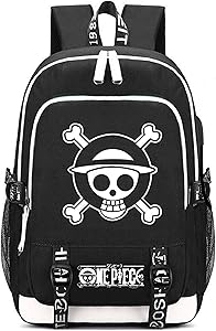 Siawasey Anime One Piece Cosplay Chopper Luffy Backpack Daypack Bookbag Laptop School Bag with USB Charging Port