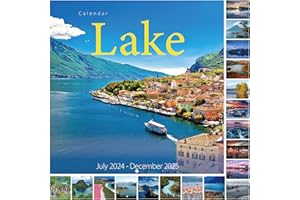 KCULEHTLLA 2024-2025 Wall Calendar - 18 Month Calendar July 2024-2025, 12" x 24" Opened Lake Calendar July 2024 - December 2025, Moon Tracking Thick & Sturdy Paper For Gift Perfect Calendar Organizing & Planning