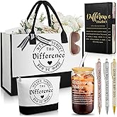 Funnymoom 7 Pcs Difference Maker Gift Thank You Gifts for Women Employee Appreciation Tote Journal Tumbler Christmas Gifts