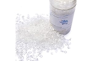 TWINKLING High Luster Fire Glass Stones Glitter, Broken Shattered Gems Chips Crushed Glass for Fire Pit, Crafts Resin Art, Aquarium Garden Decoration, 9-12mm(370g/13oz.) (Crystal/Transparent)