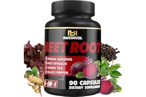 BMVINVOL Beet Root Capsules - Green Tea, Red Spinach, Ginseng, Black Pepper - 90 Count - 3 Month Supply