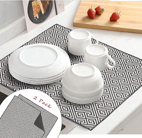 Amazon Co Jp 2枚入 水切りマット 速乾吸水マット キッチン ドライングマット 食器乾燥用マット 水切り 速乾 大判 抗菌 防カビ 衛生 超柔軟 食器置き 調理台保護シート 46 5 41cm ホーム キッチン