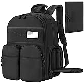 CVLIFE Tactical Range Backpack for Men, Handgun Backpack with Pistol Cases, Range Bag with Removable Divider Daypack for EDC Work (BLACK, regular)