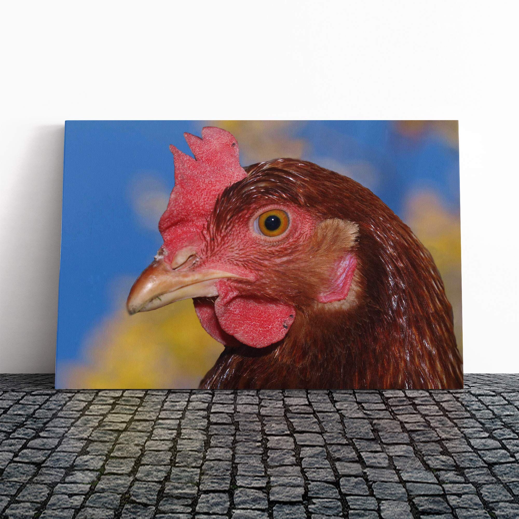 Hen Chicken (1) Canvas Print | Gallery Wrapped 30mm Frame Wall Art | 20x14 inches | Ready to Hang | Modern Picture | Living Room Bedroom Lounge Office