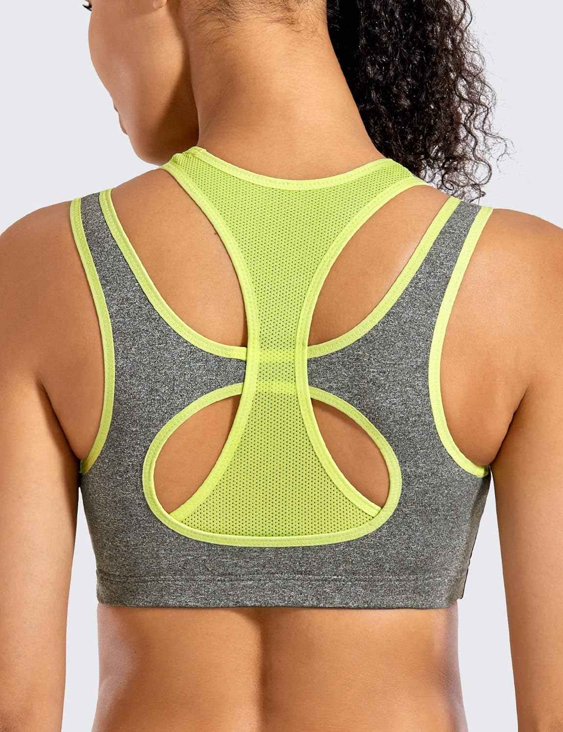 SYROKAN Women's Workout Sports Bra High Impact Support Bounce Control Wirefree Mesh Racerback Top at  Women’s Clothing store