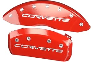 MGP Caliper Covers - Brake Caliper Covers 2005-2013 Chevrolet Corvette - C6 Z51 Pkg - Front and Rear Set - Corvette Logo - Red