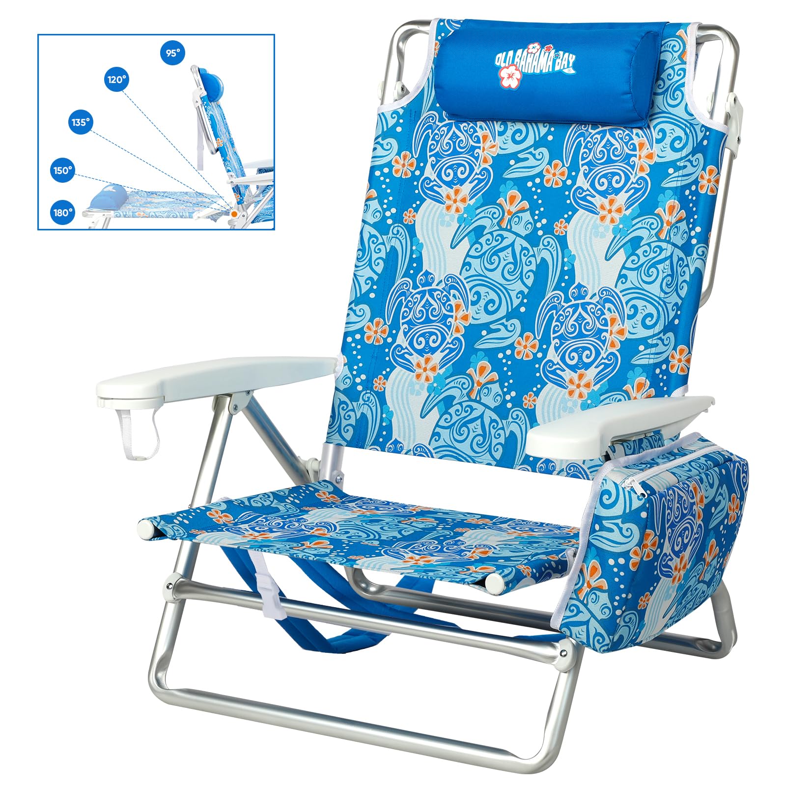 Old Bahama Bay Backpack Beach Chair, Max 400lbs-backpack, Blue