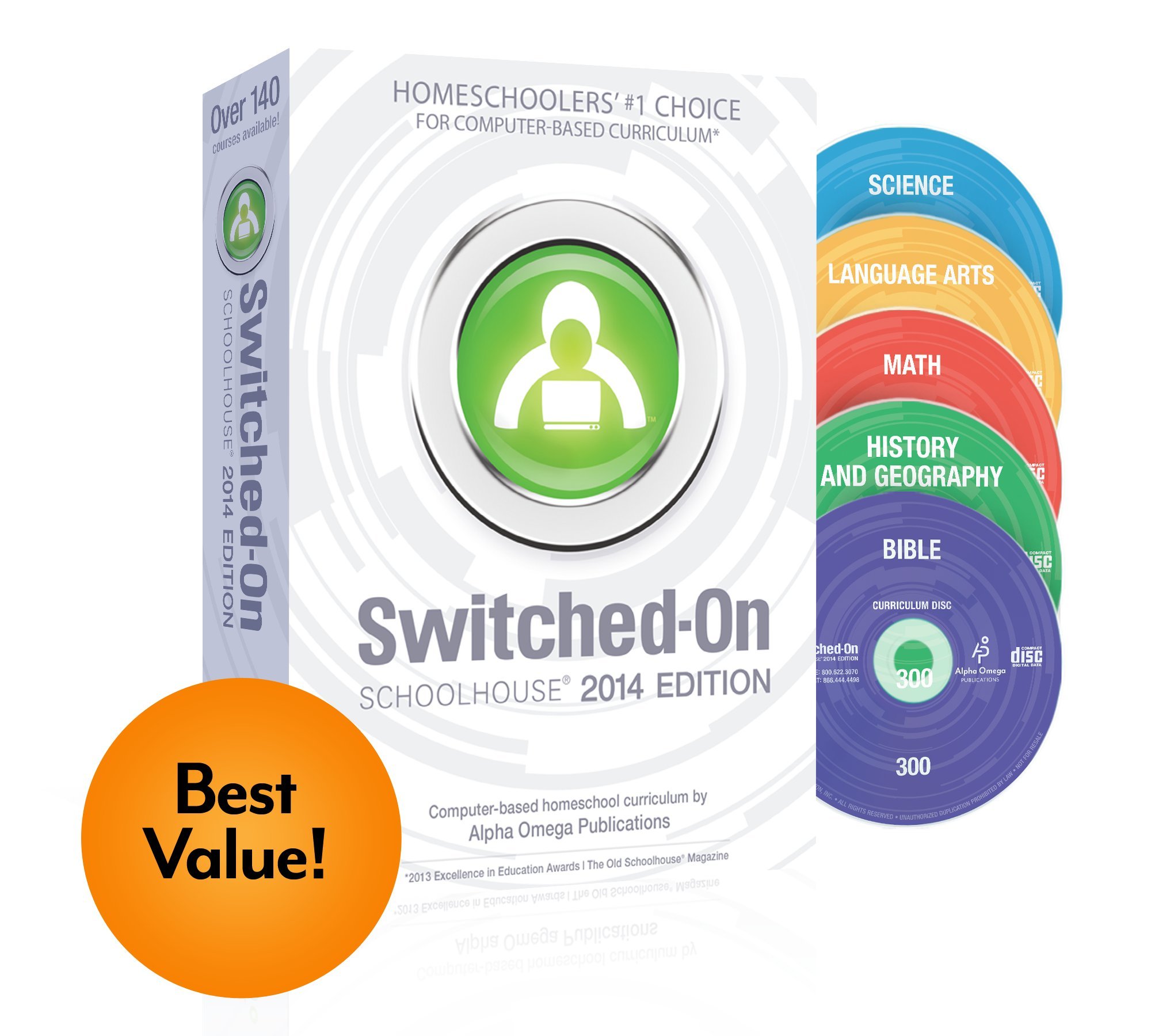 2014 Switched On Schoolhouse, Grade 11, Aop 5-Subject Set - Math, Language, Science, History / Geography & Bible (Alpha Omega Homeschooling), Sos 11Th Grade Cd-Rom Curriculum, Complete Set (9780740330582)
