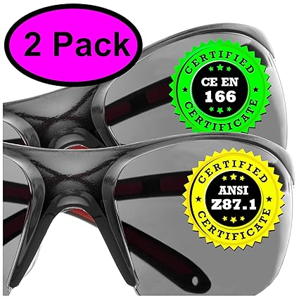 Tinted Safety Glasses Eye Protection 2 Pack Comfort Eyewear