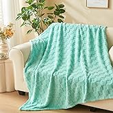 NEWCOSPLAY Super Soft Throw Blanket Aqua Premium Silky Flannel Fleece 3D Checkered Lightweight Bed Blanket All Season Use (Aqua Checkered, Throw(50"x70"))