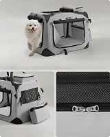 Feandrea Foldable Pet Carrier Bag Large Soft Sided Travel Crate Smoke Grey view 7