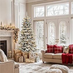 YITAHOME Pre-Lit Flocked Artificial Christmas Tree