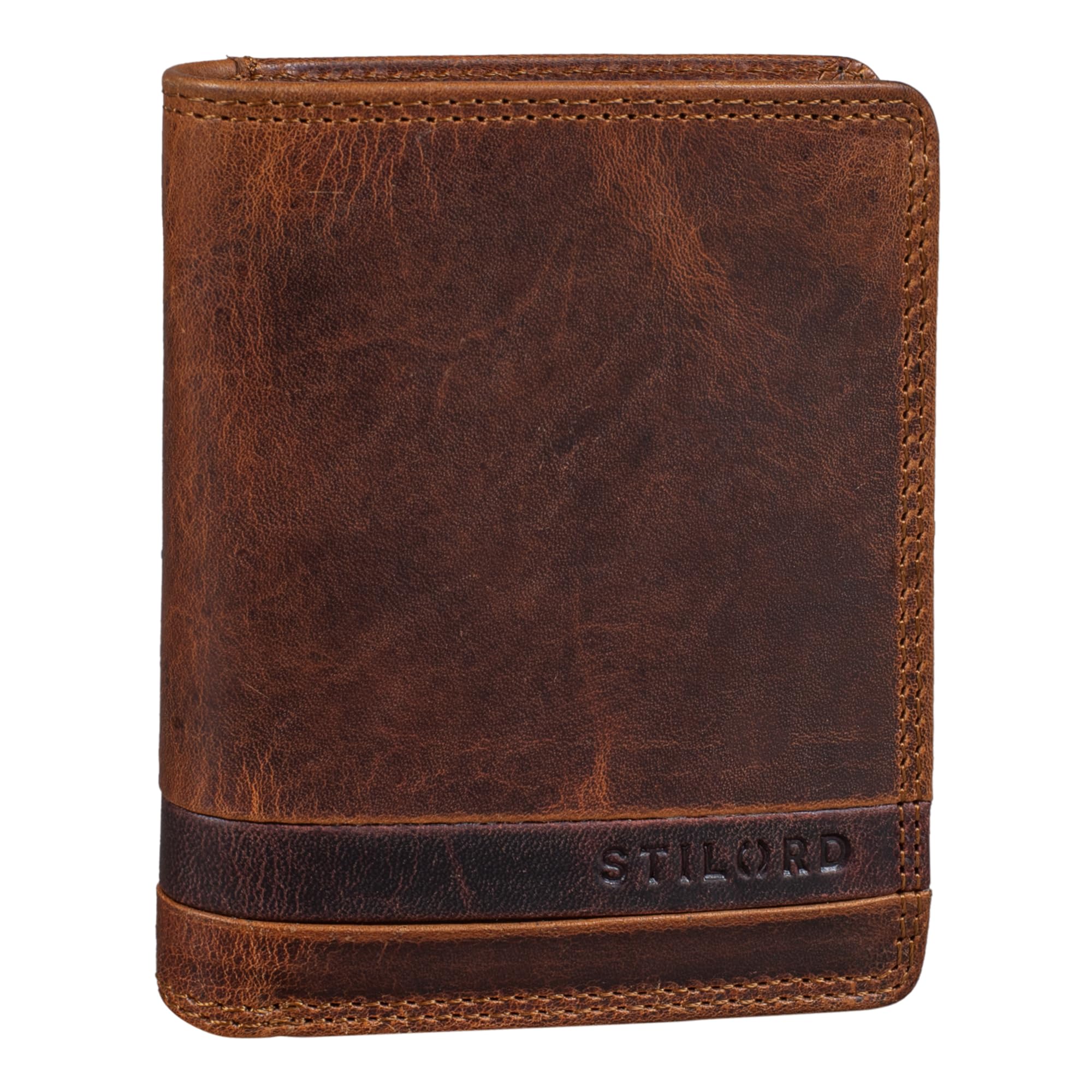 STILORD "Sander" Mini Leather Wallet for Men Vintage Purse Small Classic Travel Wallet Credit Card Holder with RFID Blocker in Gift Box Colour:Kara - Cognac
