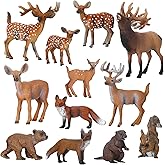 WinnerWhy 12 Pcs Mini Forest Animals Small Safari Animal Figurines Plastic Jungle Zoo Wild Life Animals for Cake Toppers DIY Garden Dollhouse Accessories Micro Landscape Christmas Aquarium Decor Gifts
