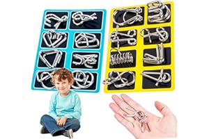 Lock Puzzle, 2 Sets Metal Puzzle, 16Pcs Wire Lock Alloy Brain Teaser Puzzles Link Unlock Interlock Game Chinese Ring Trick To