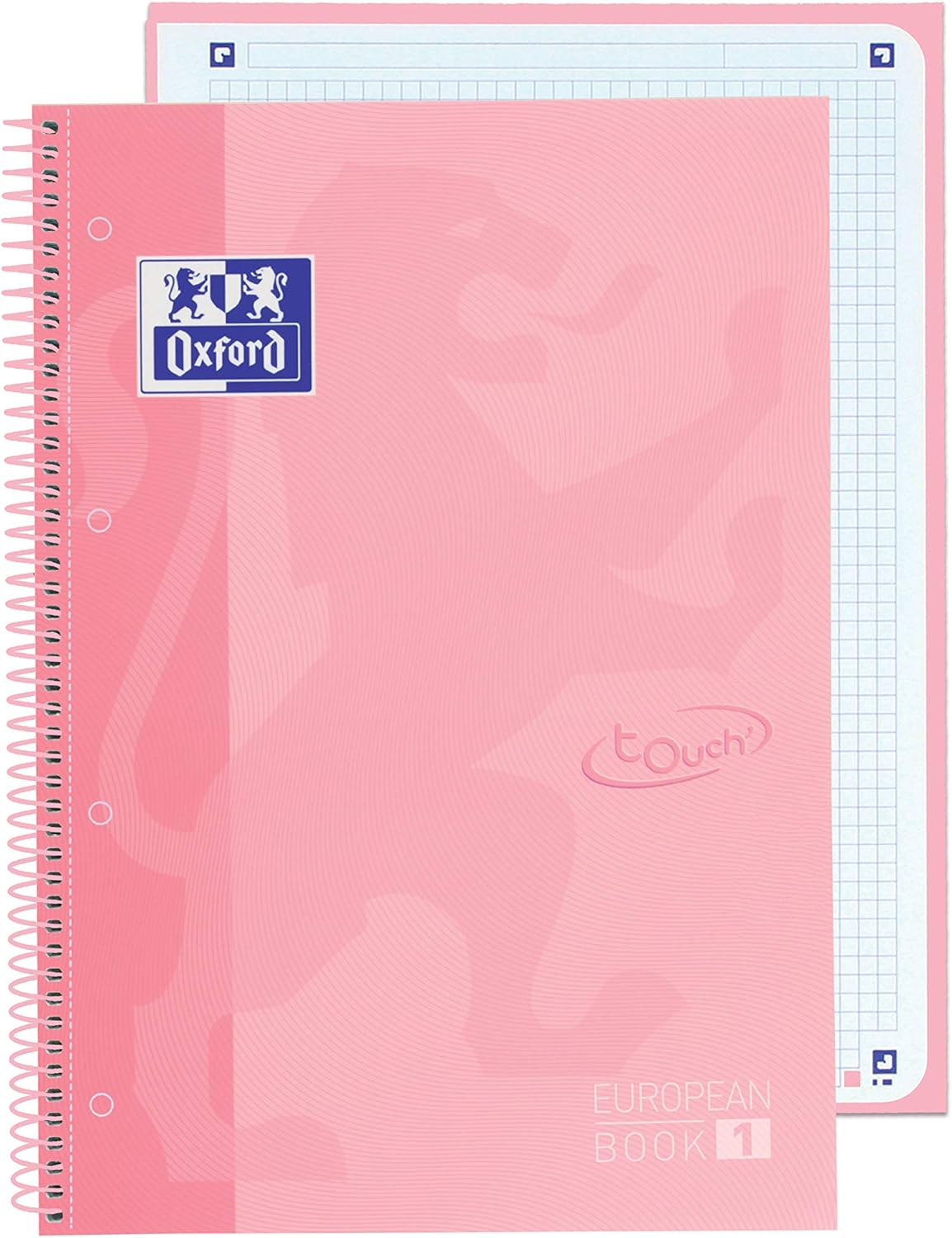Oxford, A4+ Notebook, Microperforated, Extra Cover, 5 x 5 Grid, 80 Sheets, Europeanbook1 Touch Colour Flamingo Pastel - Image 3