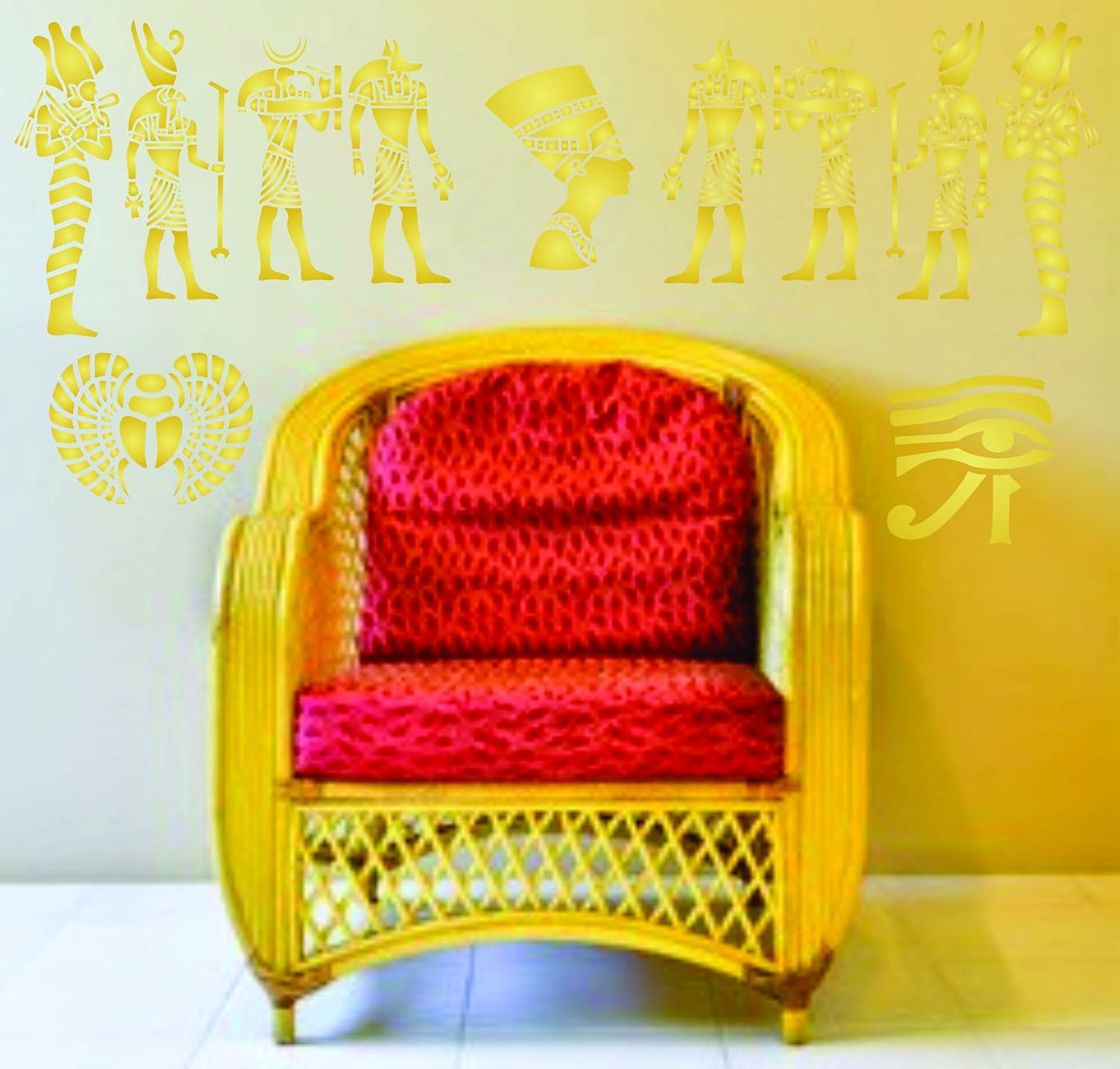 Egyptian Stencil, 33 x 33 cm (L) Classic Egypt Symbol Hyroglyphics