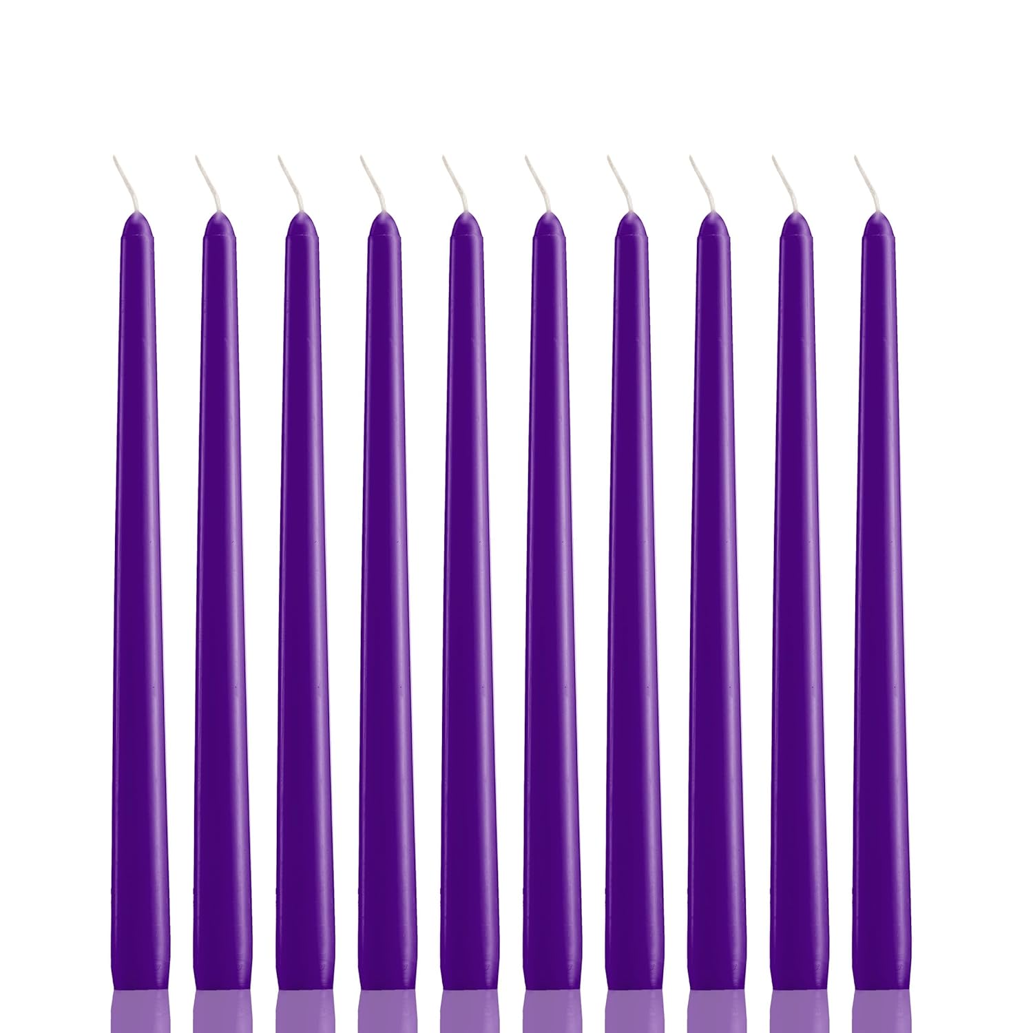 Dripless Purple Taper Candles Dinner and Wedding Candles 10 Inches Tall Set of 12