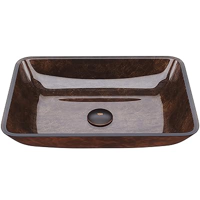 Buy Vigo Vg07089 18 125 L 13 0 W 4 125 H Russet Handmade Countertop Glass Rectangular Vessel Bathroom Sink In Red And Brown Fusion Finish Online In Turkey B071fzr163