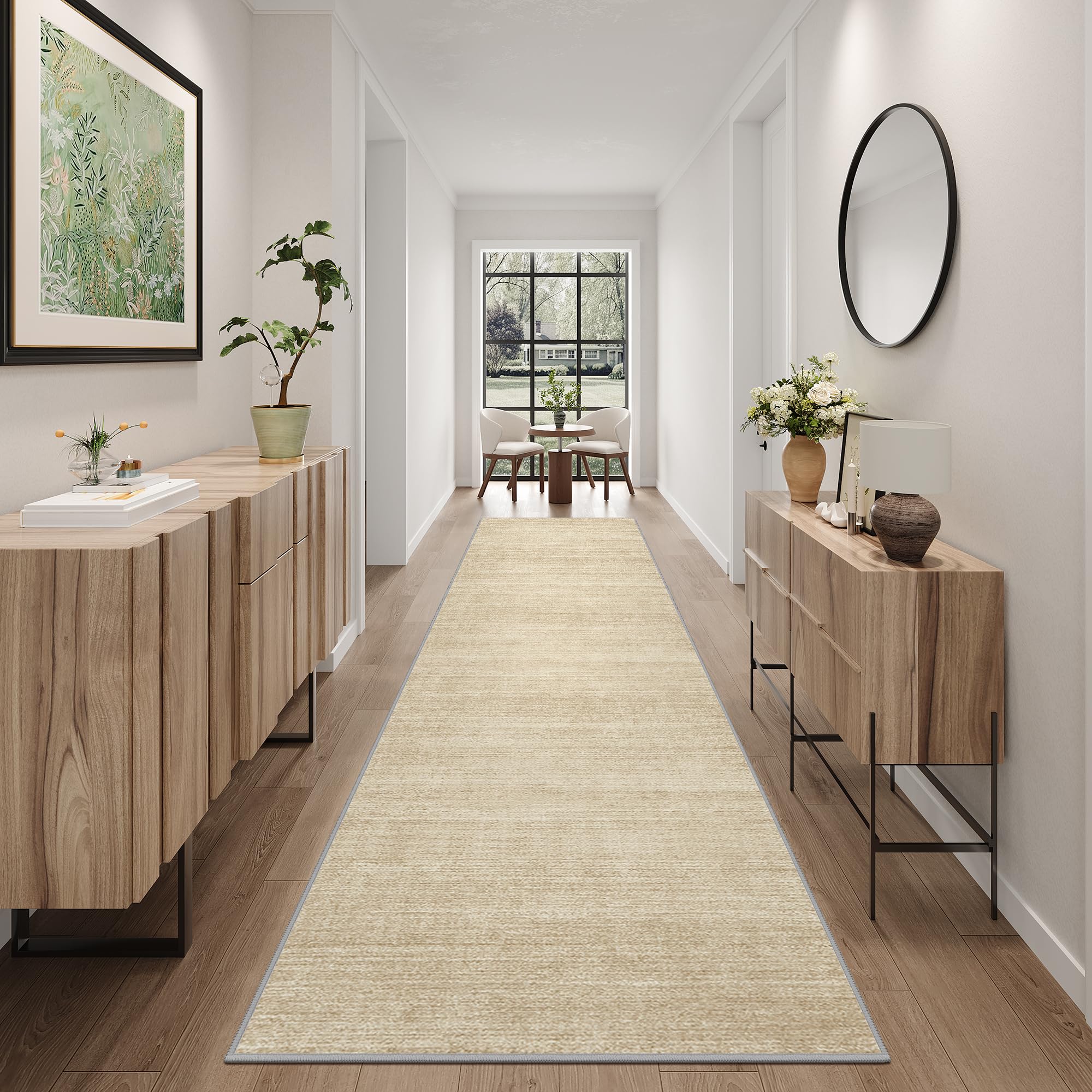 Photo 1 of Art&Tuft Non-Slip Runner Rug - 2x10 Runner Rug Washable Low-Pile Rugs Runners, Soft Distressed Carpet Runner for Bedroom Bathroom Kitchen Laundry Living Room, Brown