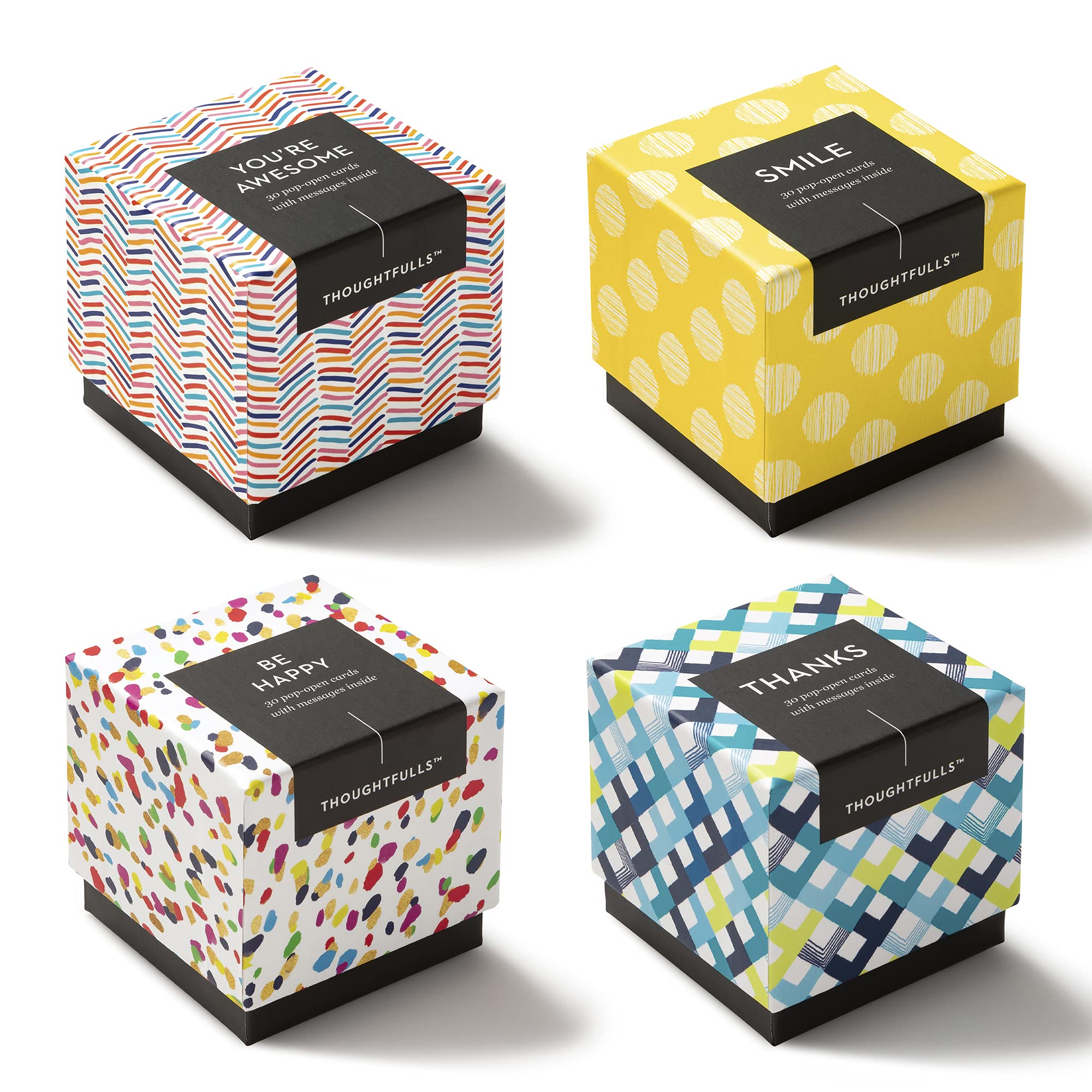 Compendium ThoughtFulls Pop-Open Cards — 4-Pack of You're Awesome, Smile, Be Happy, Thanks — 120 Pop-Open Cards, Each with a Different Message Inside