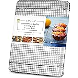 Oven-Safe, Dishwasher-Safe 100% Stainless Steel Wire Cooling Rack for Baking - Large Wire Baking Rack fits Half Sheet Pans - 