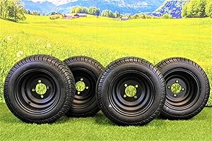 ANTEGO TIRE & WHEEL 205/50-10 with 10x7 Matte Black Wheels for Golf Cart (Set of 4)